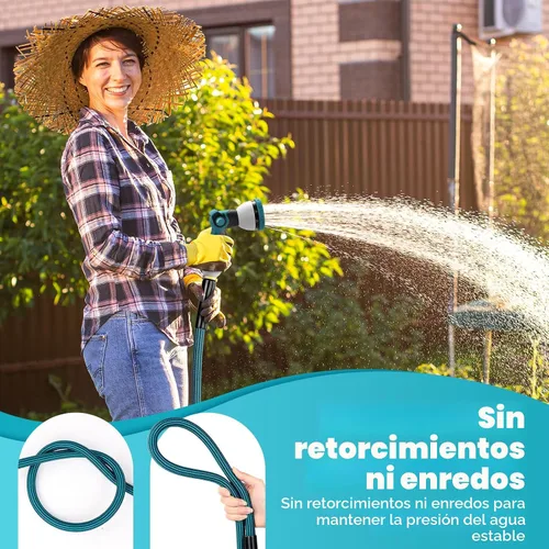 Miniatura 5 de Manguera de jardín de 50 pies, manguera de agua no expandible ultra ligera, sin torceduras, resistente y flexible para patio, césped, exterior, Azul