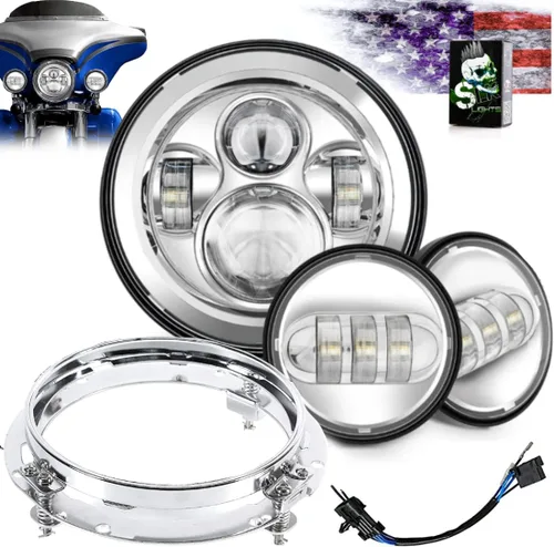 SLK - Faro LED de 7 pulgadas DOT | Harley Davidson Touring Road King motocicleta Ultra Classic Electra Street Glide Heritage Softail Slim Deluxe