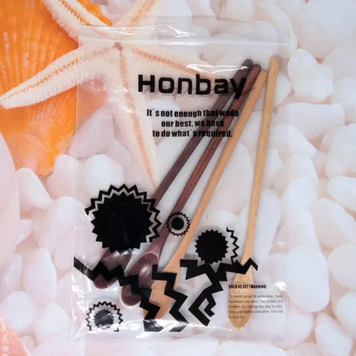 Miniatura 8 de Honbay 4 cucharas de café de madera de mango largo, cucharaditas de mezcla de madera, cucharas de té helado para batido de espresso, bebidas frías
