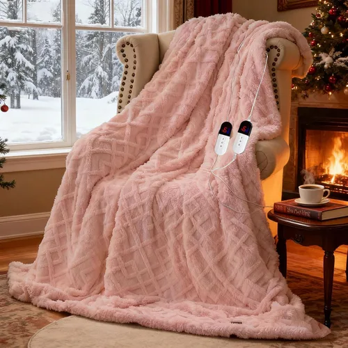Miniatura 13 de SnugLife Manta térmica eléctrica con 6 niveles de calentamiento rápido, 4 horas de apagado automático, ultra coza y cálida manta eléctrica de piel