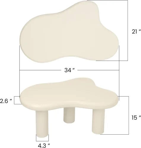 Miniatura 2 de Mesa de Centro Nube de 34"(L), Mesa de Centro de Madera Moderna para Sala de Estar, Mesas Centrales de Acento Únicas con 3 Patas, Mesas de Té