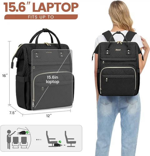 Miniatura 5 de Mochila de mujer para computadora portátil, bolso para laptop de trabajo, mochila elegante para docente, bolso para computadora de negocios, mochila