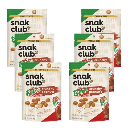 Miniatura 9 de Snak Club Tajin - Cacahuetes crujientes, nueces con chile y condimento de lima, suave, sin colores ni sabores artificiales, bolsa resellable de 10.5