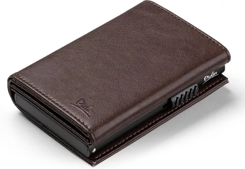Miniatura 5 de Cartera con bolsillo para monedas, cierre magnético, con ventana de identificación, billetera de cuero para dinero en efectivo y tarjetas