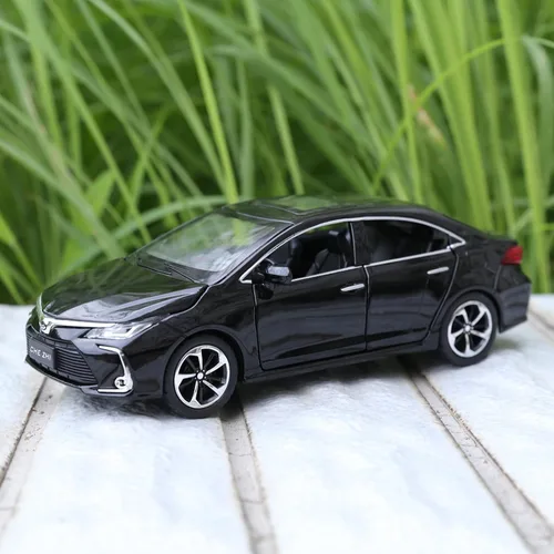 Miniatura 7 de BDTCTK Compatible con modelo de coche 1:32 Corolla, coche de juguete de aleación de zinc con sonido y luz que se tira hacia atrás para niños y Negro