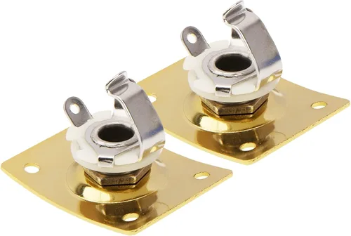 Miniatura 5 de 6 piezas Yootones Square Jack placa de salida de guitarra bajo Jack Socket compatible con piezas de guitarra eléctrica accesorios (dorado)