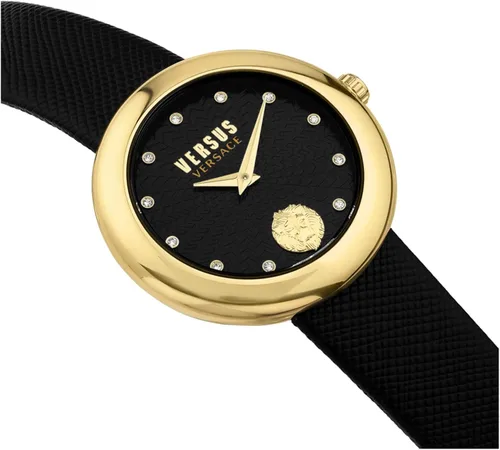 Miniatura 2 de Versus Versace Lea Collection Reloj de lujo para mujer con correa negra con caja dorada y esfera negra, Oro, Lea