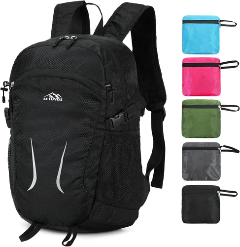 Miniatura 14 de Mochila de senderismo pequeña de 35 litros de largo, ligera, plegable, resistente al agua, para mujeres y hombres, campamento (gris)