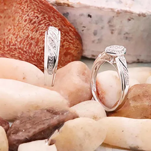 Miniatura 3 de Dazzlingrock Collection Anillo de compromiso para mujer con diseño de marquesa de 0.09 quilates (tw) con marco marquesa, estilo racimo, con banda a