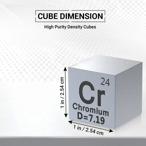 Miniatura 2 de Cubo de cromo – Cubos de elementos metálicos – Juego de cubos de densidad grabados con láser para una colección de tabla periódica de elementos