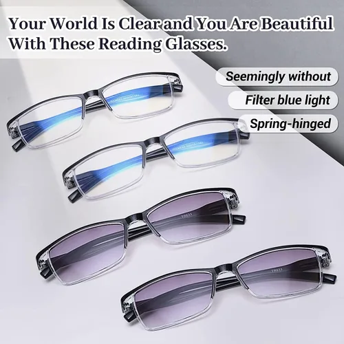 Miniatura 2 de LUFF 4pairs Reading Glasses Men Blue Light Computer Readers UV400 Eyeglasses Spring Hinges