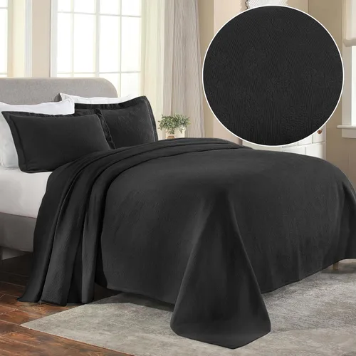 Miniatura 2 de Superior colcha de una plaza de jacquard y matelasse 100 % algodón de alta calidad, turquesa, individual Negro