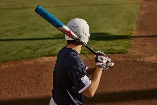Miniatura 3 de Mizuno B-303 Guantes de béisbol para bateo Par Para adultos y jóvenes Palma de cuero de grano completo Inserciones AirMesh Solapas
