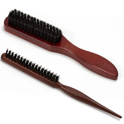 2 cepillos de cerdas de jabalí para hombres y mujeres, alisadores y burlas para un cabello elegante, peinados de espalda lisa y brillo mejorado de