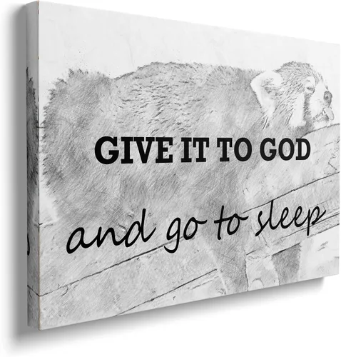 Lienzo decorativo inspirador para pared, con cita "Give It to God, and Go to Sleep", arte de pared cristiano para decoración de dormitorio y casa