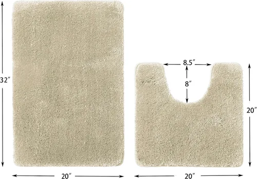 Miniatura 2 de YHF - Juego de 2 alfombras de baño de microfibra gruesa y suave, contorno en forma de U, alfombras de baño lavables a máquina, alfombras de baño
