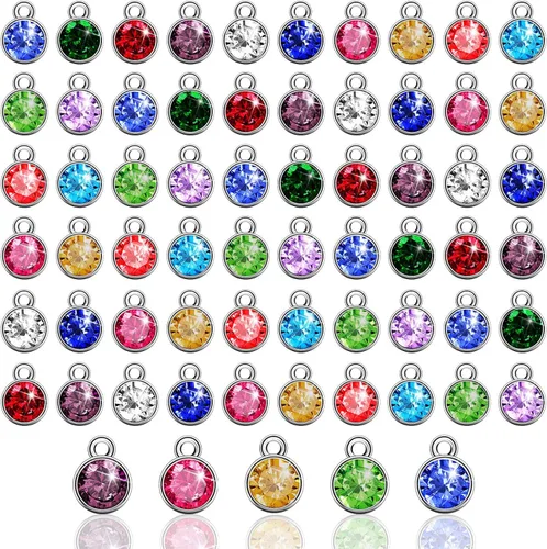 Miniatura 8 de Hicarer 72 piezas cuentas de piedra natal de cristal con dijes para bisutería, cuentas para collar, pulsera, aretes, 7 mm