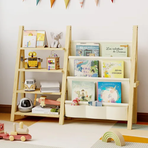Organizador de almacenamiento de juguetes con estantería para niños, organizador de juguetes Montessori de madera para habitaciones de niños,