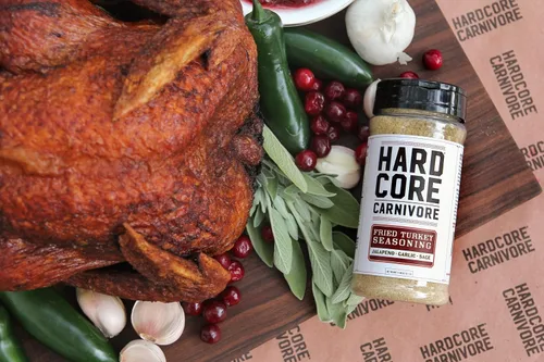 Miniatura 4 de Condimento de Pavo Frito Edición Limitada Hardcore Carnivore (Agitador de 11 oz) Mezcla hecha en Texas para Pavo, Alas de Pollo, Empanada y Más