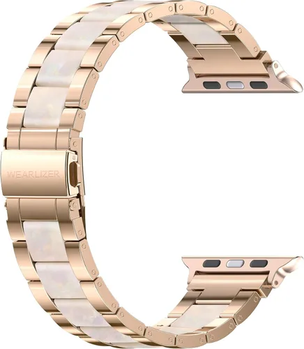 Miniatura 26 de Wearlizer - Correa compatible con Apple Watch de 38/40/41/42 mm; pulseras de moda para mujer, acero inoxidable + resina metálica de repuesto