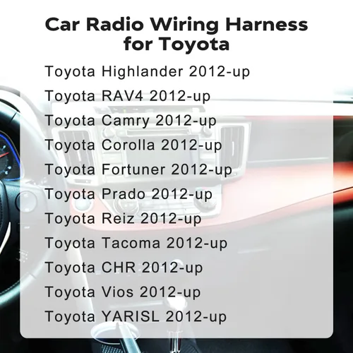 Miniatura 2 de Arnés de cableado de radio estéreo para coche para radio de Toyota de 2012 y posteriores. Adaptador de cable de radio con soporte para antena