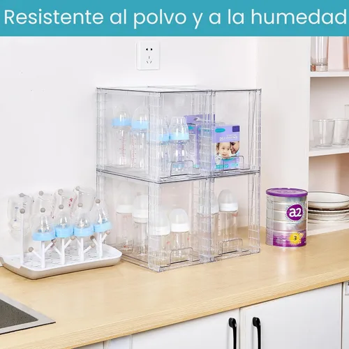 Miniatura 2 de Vtopmart - Paquete de 4 contenedores de almacenamiento apilables y transparentes de 9.7" de alto, organizadores de plástico ideales para productos