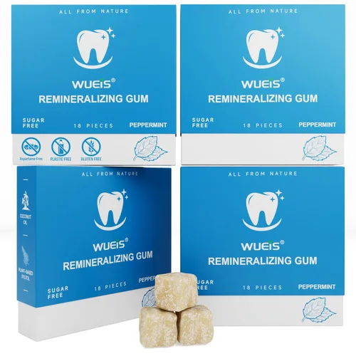 Miniatura 14 de Goma de mascar remineralizante con nano hidroxiapatita 2026 – Chicle de xilitol sin aspartamo con carbón activado con aceite de coco, apoya la salud