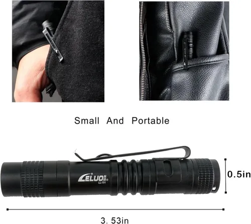 Miniatura 4 de Linternas LED, paquete de 2 linternas de bolsillo, mini luces de flash de alto lúmenes, pequeñas linternas tácticas, linternas de mano, 2 cortas