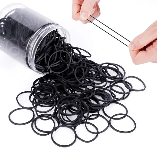 Miniatura 2 de HOYOLS Bandas de goma elásticas grandes de 1 1/4 pulgadas para ligas de pelo negro, trenzas, bandas de goma de plástico para mujeres y niñas