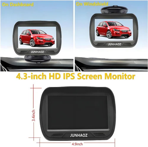 Miniatura 3 de Cámara de visión trasera para coche JUNHAOZ, cámara de respaldo para coche, camiones, SUV, camioneta, monitor IPS de 4.3 pulgadas