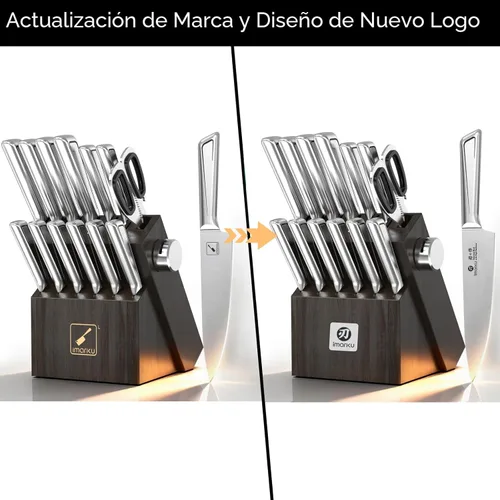 Miniatura 8 de imarku Juego de cuchillos de cocina, juego de 14 cuchillos de acero inoxidable japonés, cuchillos de chef con afilador integrado, apto para Gris