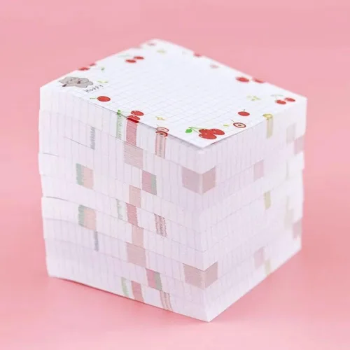 Miniatura 7 de 4 paquetes de notas adhesivas bonitas Notas adhesivas kawaii para memos, 3.1x3.1 pulgadas, notas adhesivas coloridas con frutas para niñas