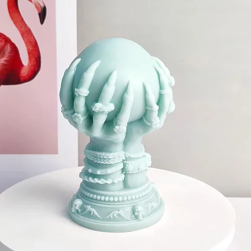 Miniatura 4 de Moldes de vela de calavera con bola y garra de rosa - Moldes de silicona 3D para resina, arcilla y elaboración de pasteles - Suministros