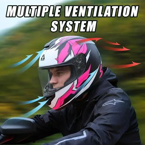 Miniatura 3 de TRIANGLE Casco de motocicleta de cara completa aprobado por DOT, casco de carreras de bicicleta de calle para hombres y mujeres con viseras tintadas