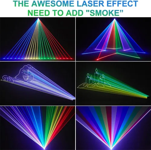 Miniatura 5 de Luz láser DJ con control por aplicación, proyector láser de animación 3D para fiestas, admite dibujos personalizados, reproducción de texto