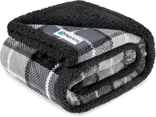 Miniatura 12 de PetAmi - Manta impermeable para perros medianos, cachorros, gatos pequeños Manta suave de forro polar Sherpa para mascotas, para sofá, sofá, funda