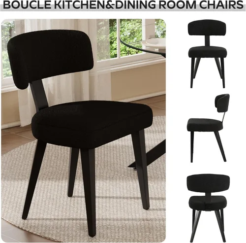 Miniatura 6 de Juego de mesa de comedor redonda para 2, mesa de cocina de 3 piezas y sillas Boucle para 2, juego de mesa de comedor redonda de 36 pulgadas con 2