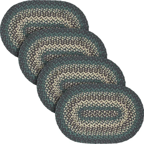 Miniatura 12 de VHC Brands Pine Grove, Mantel individual para mesa de comedor, yute trenzado, ovalado, verde, 10x16
