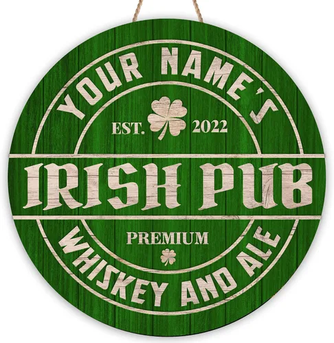 Miniatura 11 de ARTSY WOODSY Letrero de madera de pub irlandés personalizado (no tallado real), decoración del día de San Patricio, accesorios de placa de arte
