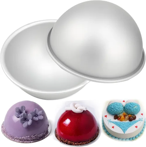 Miniatura 8 de Bandeja para pastel de 5 pulgadas con cúpula, 2 piezas, Molde de pastel de fútbol, Molde de pastel de hemisferio, Molde de pastel de fútbol 3D