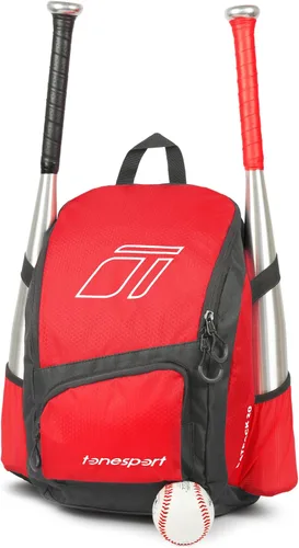 Miniatura 9 de Tonesport, Bolsa de Béisbol - Mochila para Béisbol, Sóftbol, T-Ball - Bolsa de Bate para Adultos y Jóvenes Rojo