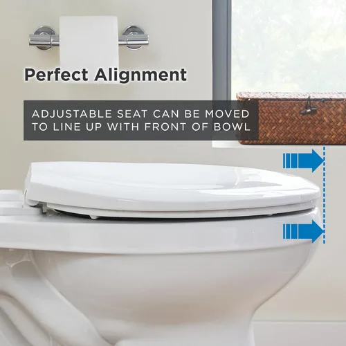 Miniatura 6 de Gerber Asiento de inodoro alargado con tapa, cierre suave, sin golpe, instalación rápida y fácil, plástico resistente, ajuste ajustable para Blanco