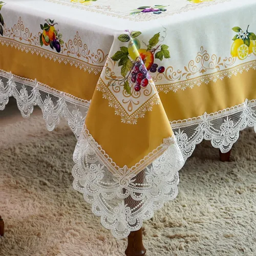 Miniatura 16 de SUTAVIA Mantel de Mesa Bordado con Encaje, Cubierta de Mesa Rectangular Estilo Granja, Mantel de Macramé Clásico Oblongo con Decoración Floral