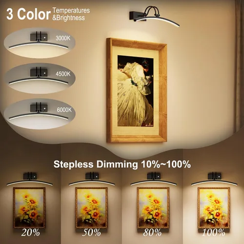 Miniatura 4 de PAIHOME Luces para fotos en la pared, luz magnética recargable con sensor de movimiento inteligente, control remoto regulable y temporizador