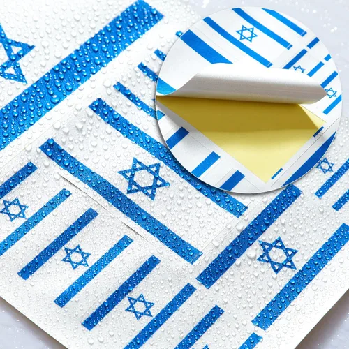 Miniatura 3 de CANTENDO Paquete de 3 calcomanías de bandera de Israel, calcomanías reflectantes de vinilo para automóvil, calcomanías impermeables para parachoques
