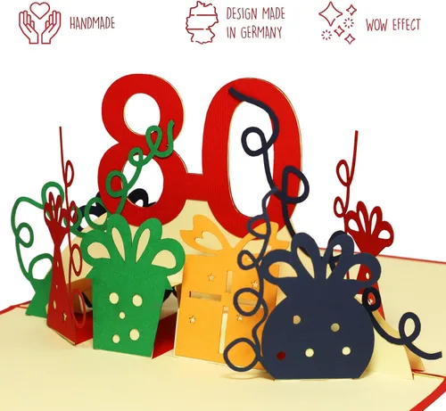 Miniatura 4 de LINPOPUP® Tarjeta emergente, tarjeta de felicitación 3D emergente, cumpleaños, invitación de cumpleaños, felicitaciones, mejores deseos, 80