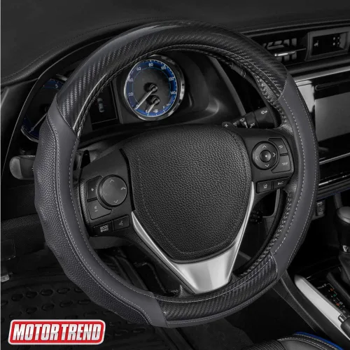 Miniatura 10 de Motor Trend GripDrive - Funda de cuero negro sintético para volante de automóvil, camión, camioneta, SUV, tamaño pequeño de 14 pulgadas, funda