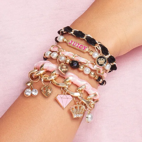 Miniatura 4 de Juicy Couture - Juego de pulseras de mini cadenas y dijes, juego de pulseras de amistad con cuentas, dijes y cuerdas, crea 5 pulseras, artes