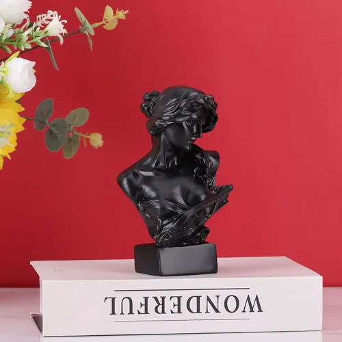 Miniatura 3 de LCCCK Estatua de busto de mitología griega negra de 6 pulgadas de alto, estatua de Afrodita de resina y escultura para decoración de habitación