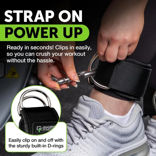 Miniatura 3 de Gradient Fitness Correas de tobillo (paquete de 2) Correa de tobillo para máquina de cable, bandas de tobillo para entrenamiento, correa